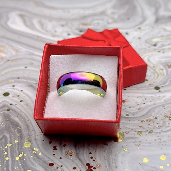6mm Ring Band, Multicoloured Rainbow Jewelry - Picture 2 of 4